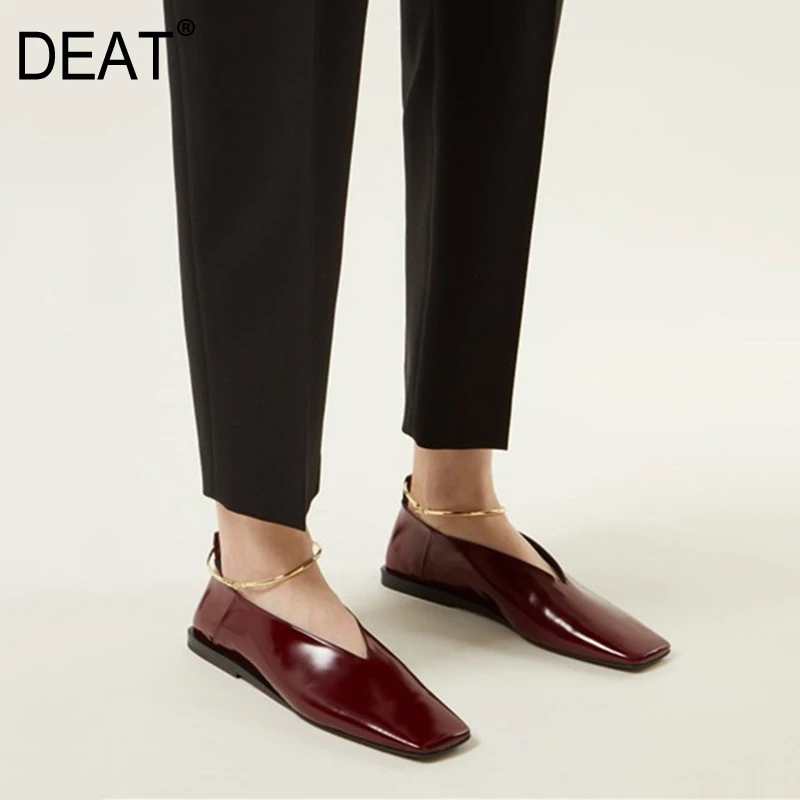 [DEAT] 2020 Простые повседневные туфли на плоской подошве с квадратным носком из
