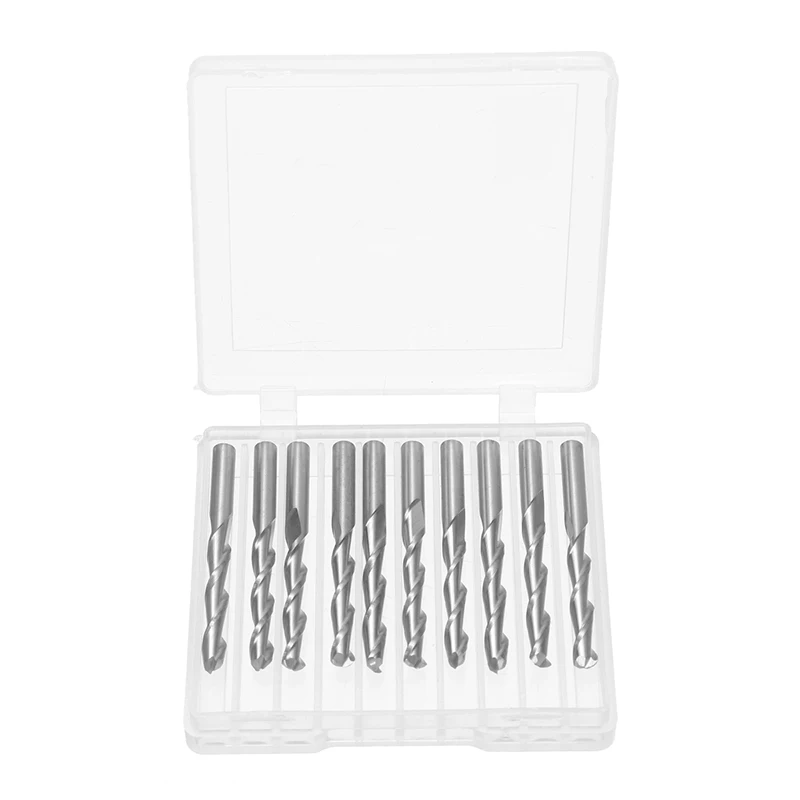 10pcs 1/8'' Shank Ball Nose End Mill 2 Flute Carbide CNC Spiral Milling Cutter Tool Router Bits Set Wood Plastics Engraving Bit |