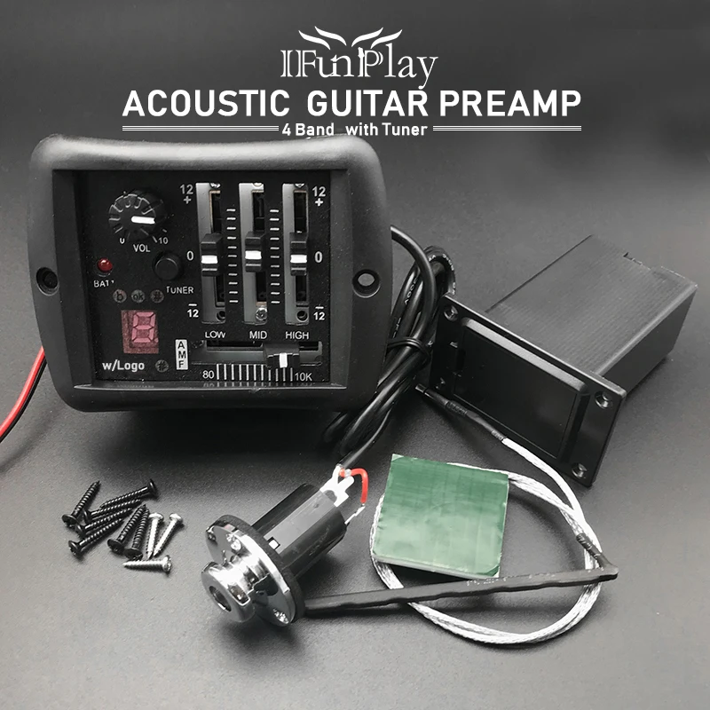Партиями по 5 комплектов 4 полосным МПЗ Гитары предусилитель эквалайзер с тюнер