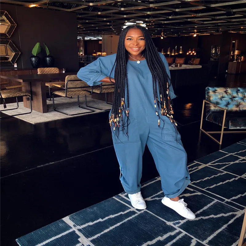

Rompers Fashion Jumpsuits Women Suit Collar Long Sleeve Plus Size Casual Cargo Pants Elegant Pockets Work Overalls