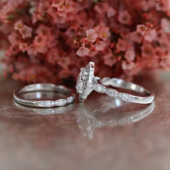 Прецизионное эллиптическое кольцо с драгоценным камнем набор обручальных колец