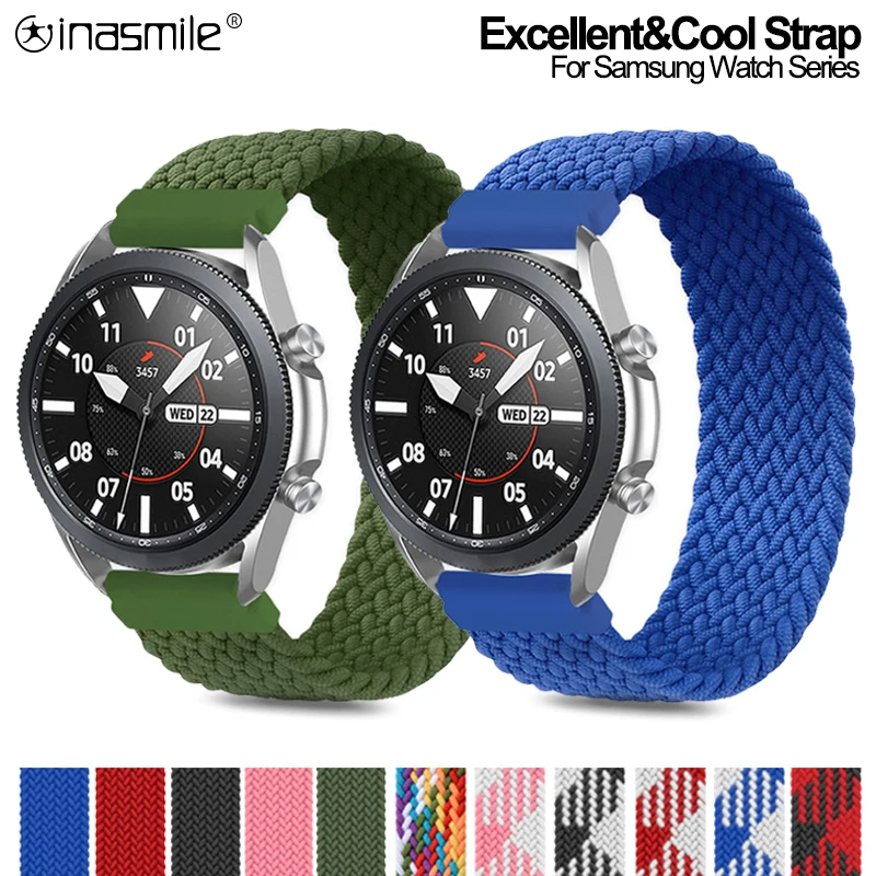 

20mm 22mm Braided Solo Loop Band For Samsung Galaxy watch 3 41mm 45mm 42mm 46mm Gear S2 S3 Strap Bracelet For Samsung Active 2 1