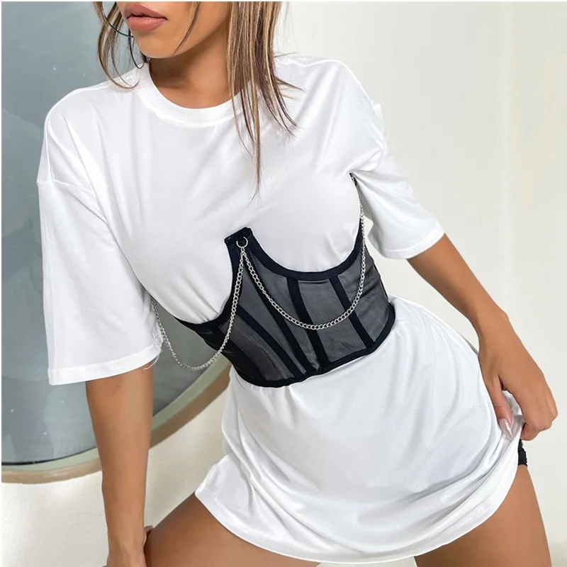 

Women Fashion Sexy Slimming Corset Underbust Top Curve Shaper Modeling Strap chain Waist Corset Belts Female party Accessories