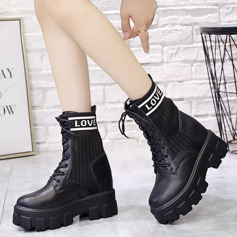 Женские ботинки до середины икры сезон осень зима 2020 высокие кроссовки удобные