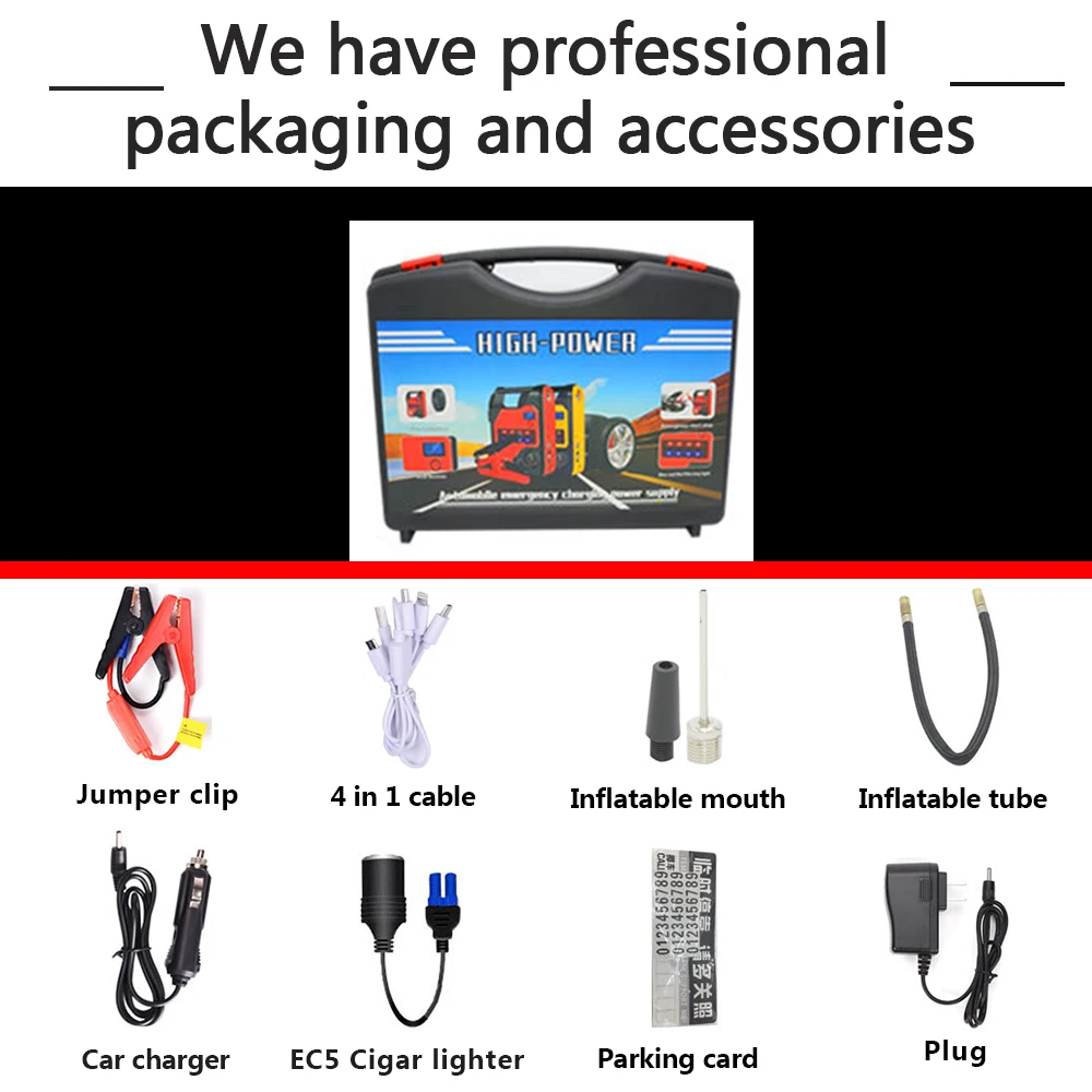 

Multifunction Digital Display 22000mAh Car Jump Auto Starter With Air Compressor