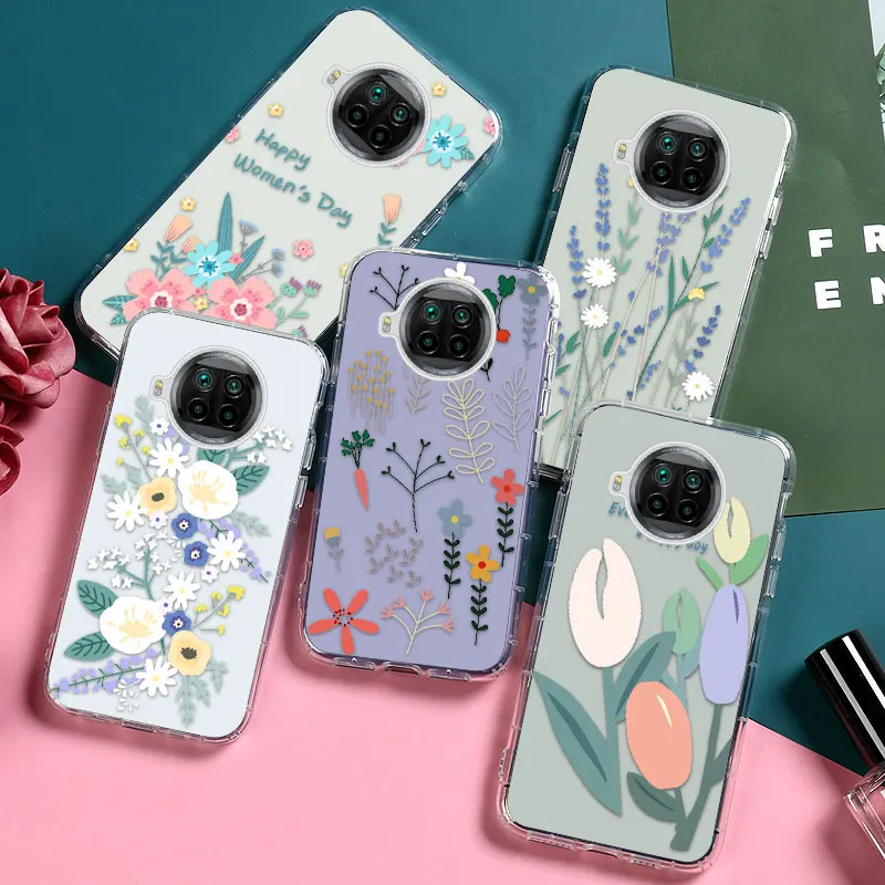 

Soft Case For Xiaomi Mi 11 Case Flower Silicon Cover For Xiaomi Mi 10T Note 10 Lite Transparent Coque Redmi Note 10S 10 Pro Max