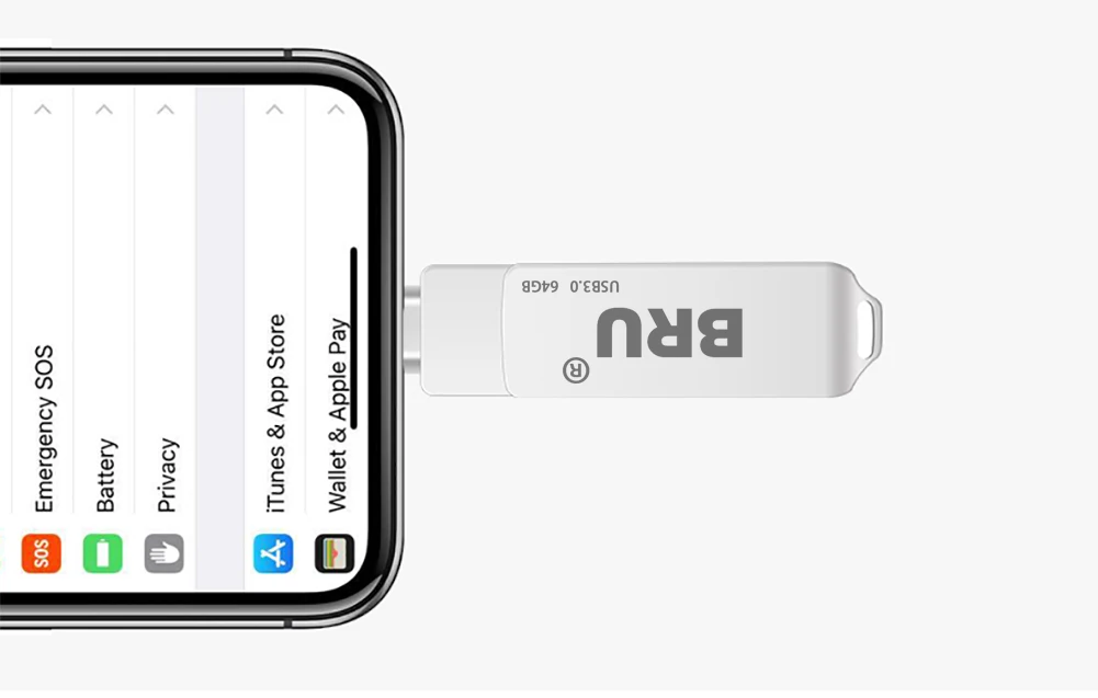 BRU usb OTG Флешка usb флеш-накопитель 3,0 3in116G32G64G128G256GB для iPhone 11 Pro XS X Android type-c логотип на заказ