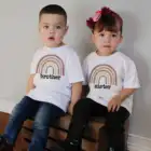 Футболка с надписью Browns, для детей, для брата и сестры, футболка с радугой
