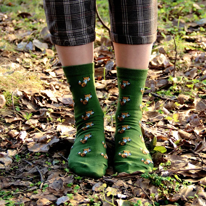 Прямая поставка носки с животными лиса Фокси пушистый хвост зеленая трава