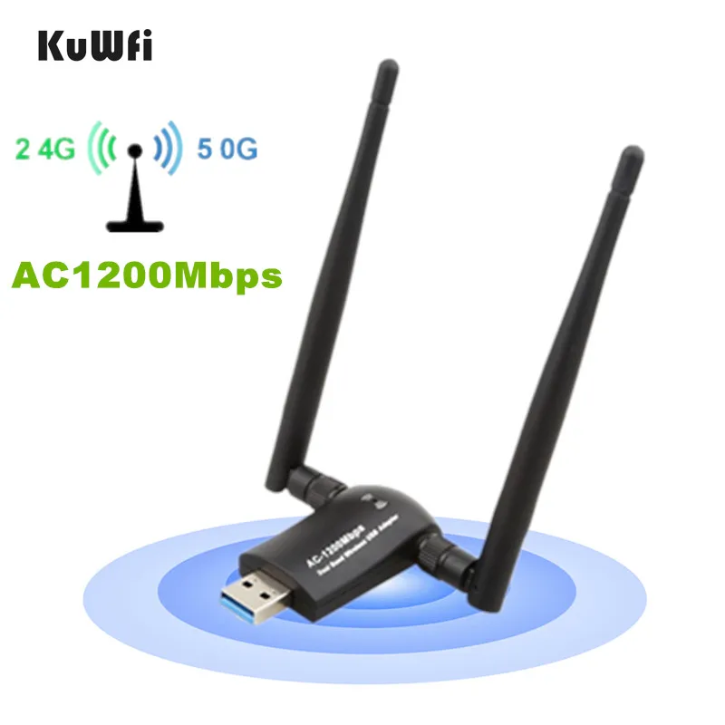 KuWFi 1200 Мбит/с USB3.0 WiFi адаптер Беспроводная сеть ключ с высоким коэффициентом