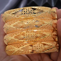 4pcsset banlges for women 24k gold color braceletsbangles dubai african wedding luxury flowers bride bangles