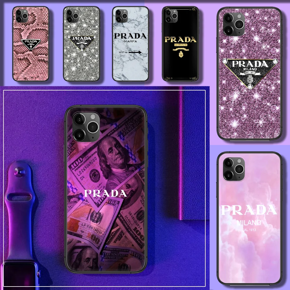 

Italy pra luxury Brand da Phone Case Cover Hull For iphone 5 5s se 2 6 6s 7 8 12 mini plus X XS XR 11 PRO MAX black tpu
