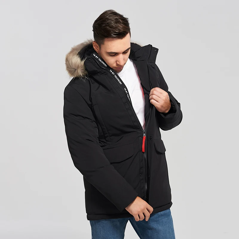 2020 Мужская Зимняя Парка Аляска Теплая Куртка С Капюшоном Натуральный Мех Енота Синтепон Хлопковое Пальто
