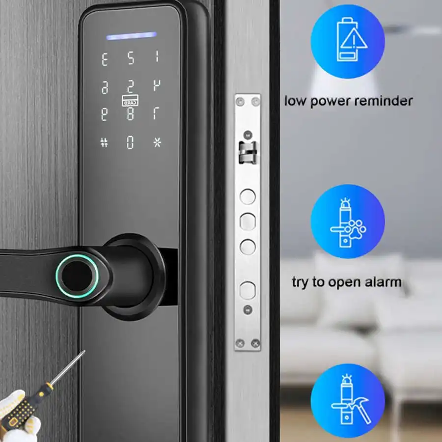 Смарт-замок Cerradura Inteligente электронный с поддержкой Wi-Fi и сканером отпечатков
