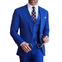 newest blue tuxedos mens suits for wedding business suit best man wear custom made peaky blinders 3 piecesjacketpantsvest