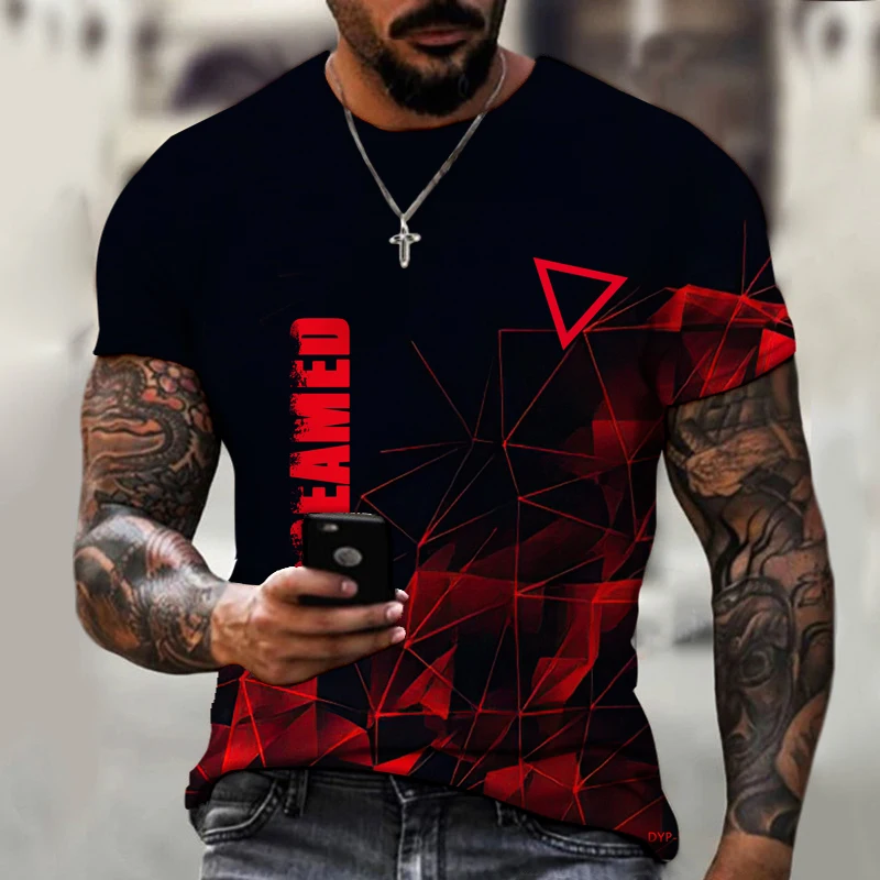 

KYCK Brand Men’s Shirt, Exclusive Design, Line And Color Mix And Match, Fashionable 3D Printing, Loose And Oversized 6XL