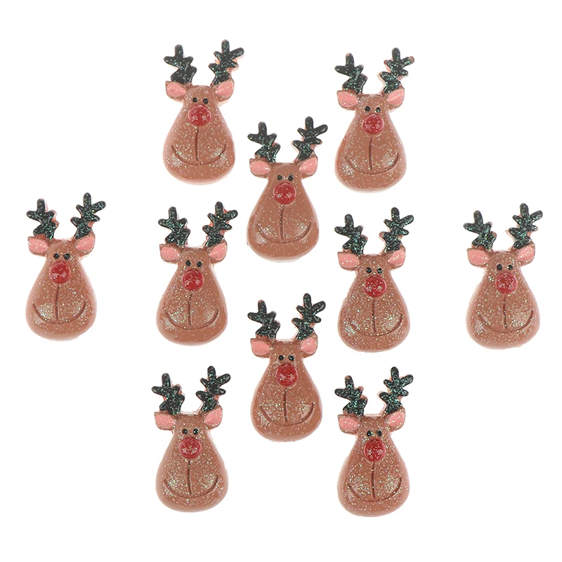 10 шт. Кабошон из смолы с плоским основанием блестящий Рождественский олень