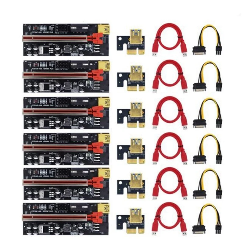 

VER009C PLUS USB3.0 PCI-E Riser Express 1X to 16X Extender Riser Adapter Card SATA 15Pin to 6Pin Power