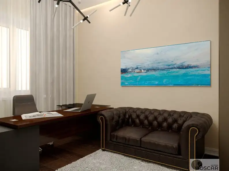 

Картина маслом картина маслом для домашнего декора на холсте Абстрактная распродажа картина маслом Большая Морская картина синяя ручная р...