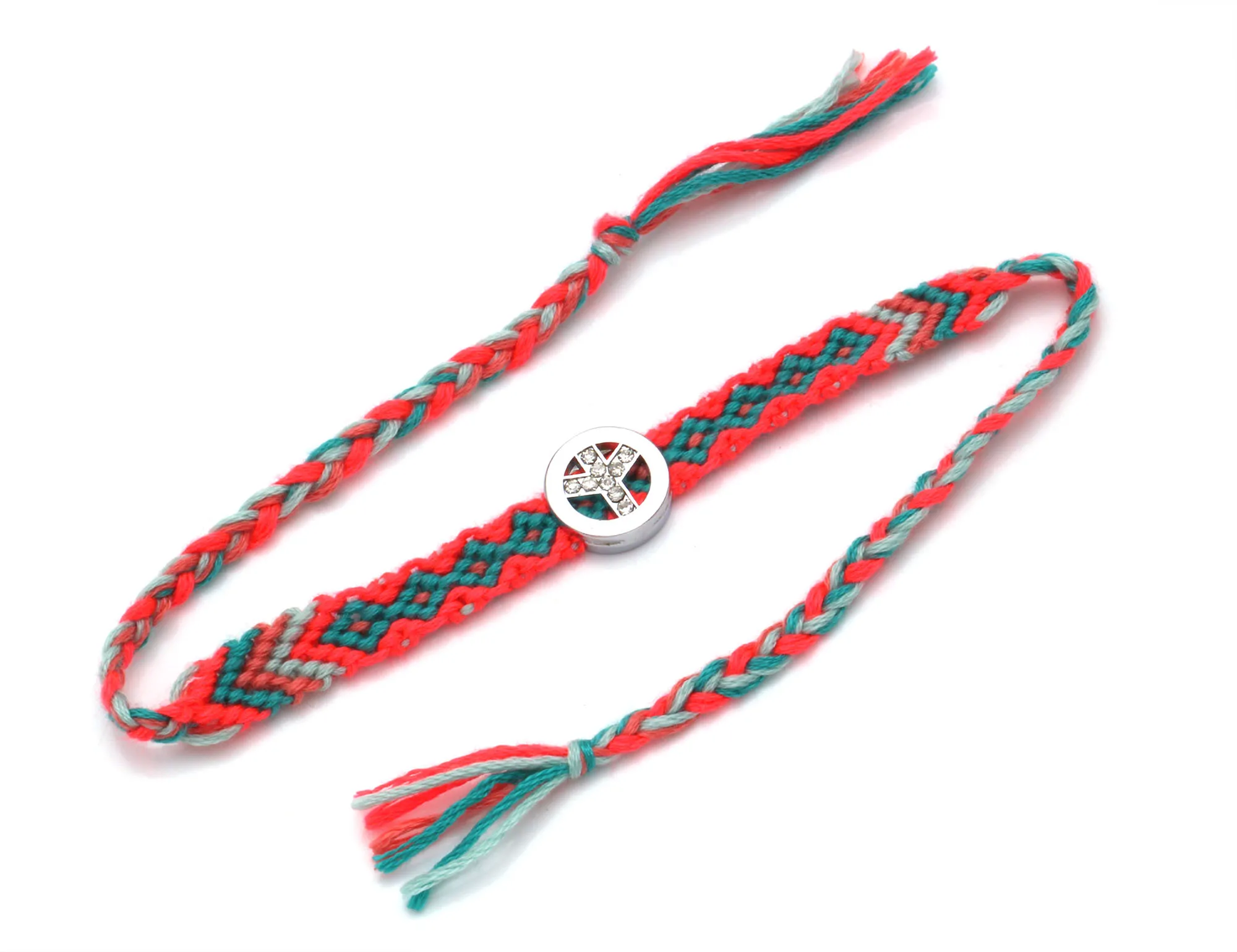 Boho Бриллиантовая подвеска &quotзнак мира&quot тканый браслет дружбы для женщин