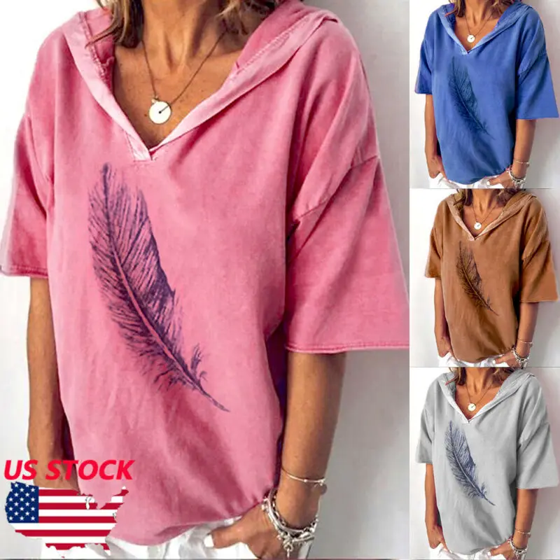 Женская Повседневная Толстовка с коротким рукавом и буквенным принтом