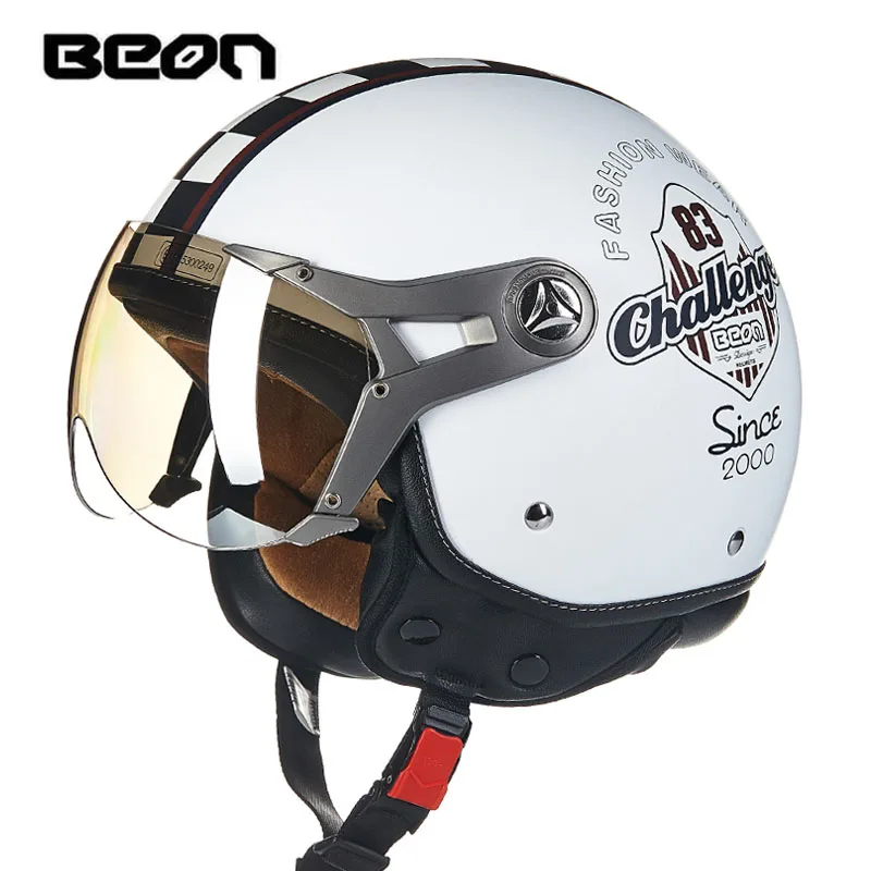 Echt Beon Vintage Motorfiets Helmen ECE Retro Moto Casco Fiets Helmen Scooter Zomer Winter Helm