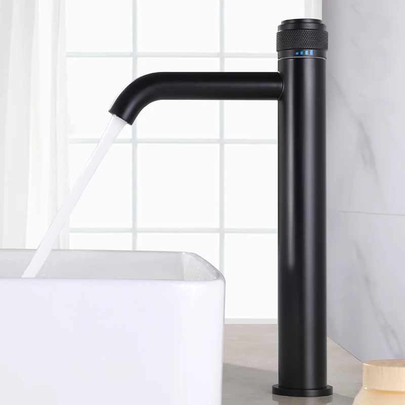 

Matte Black Tall Basin Faucet Black Bathroom Washbasin Mixer Tap Single Handle Mixer Tap Basin Tap Deck Mounted