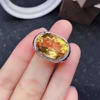 new 925 silver inlaid natural citrine ring ladies ring simple and elegant dignified and elegant