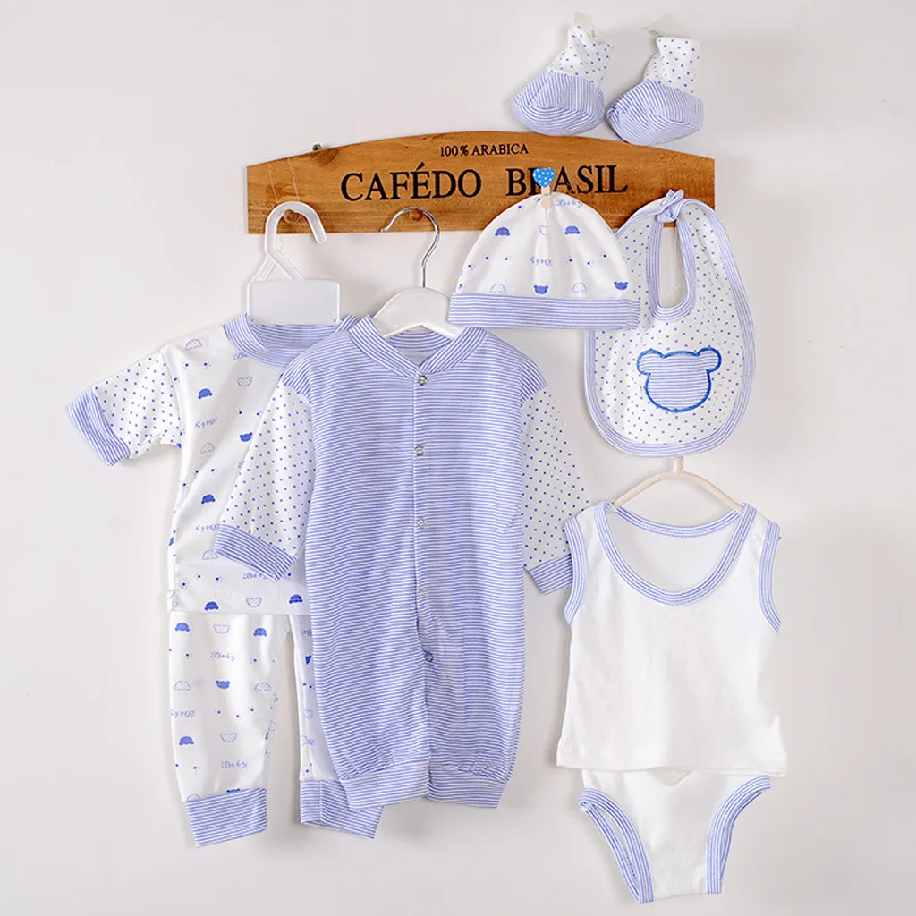 8PCS Baby Clothing Set Newborn Boy Girl Tops Hat Pants Bib Sock Shose Romper Outfits Infant Product Costume M840# | Детская одежда и