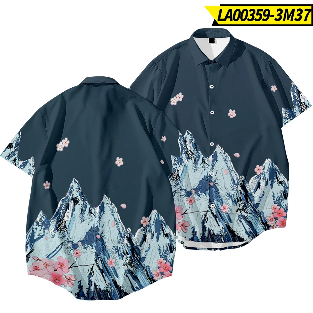 

Men Snow Mountain Flower Printed Hawaiian Streetwear Shirts Camisa Masculina Short Sleeve Holiday Beach Shirt Oversize 6XL