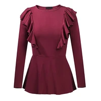 spring and autumn women round neck long sleeve t shirt casual comfortable solid color female t shirt
