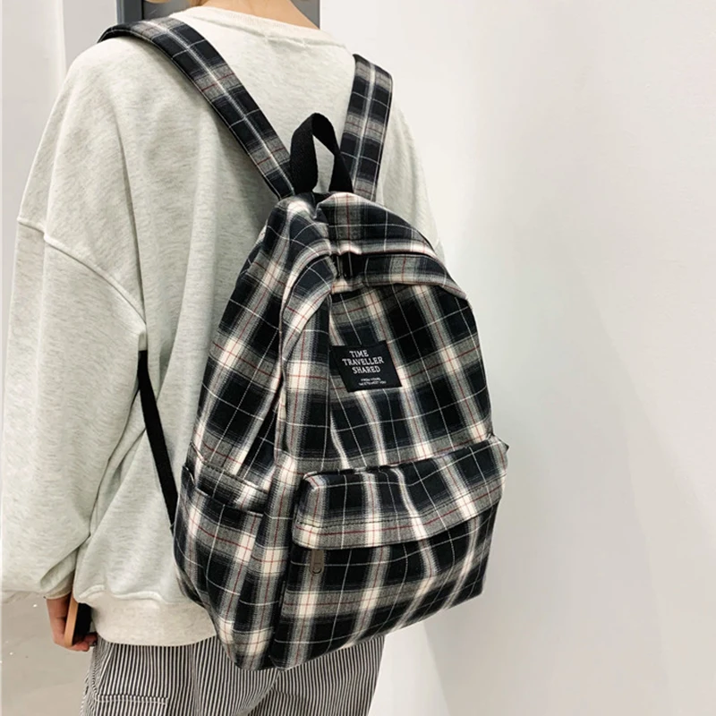 

HOCODO Fashion Canvas School Bag Female Simple Women Striped Backpack Anti-Theft Laptop Bag For Teenage Travel Backpack Unisex