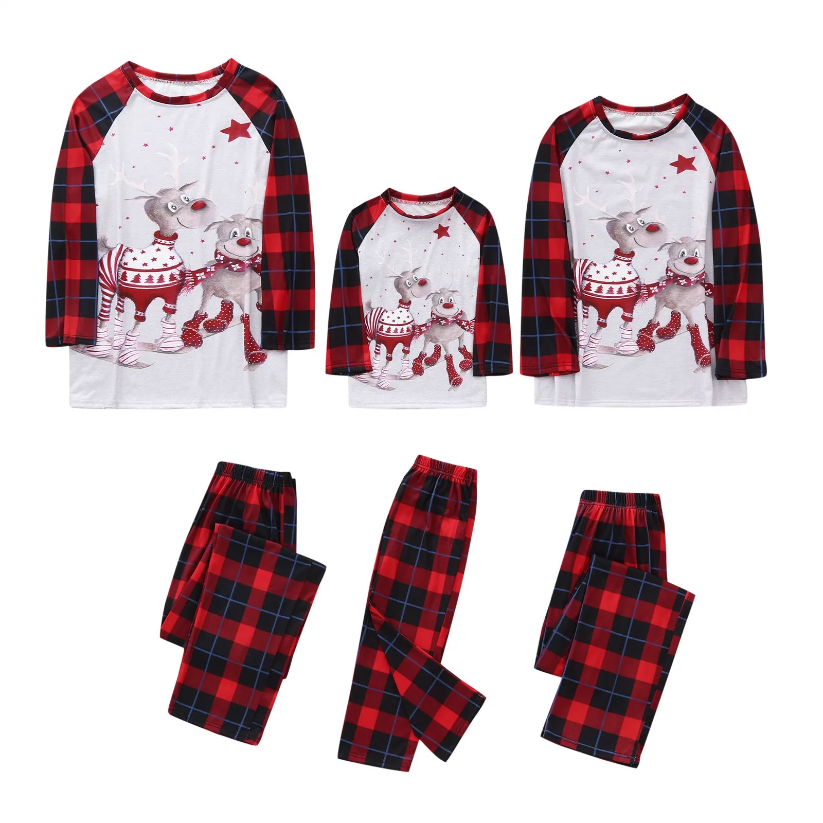

2021 рождественские пижамные комплекты, топ с принтом оленя и брюки, комплект одежды, семейные сочетающиеся пижамы, рождественские Семейные п...