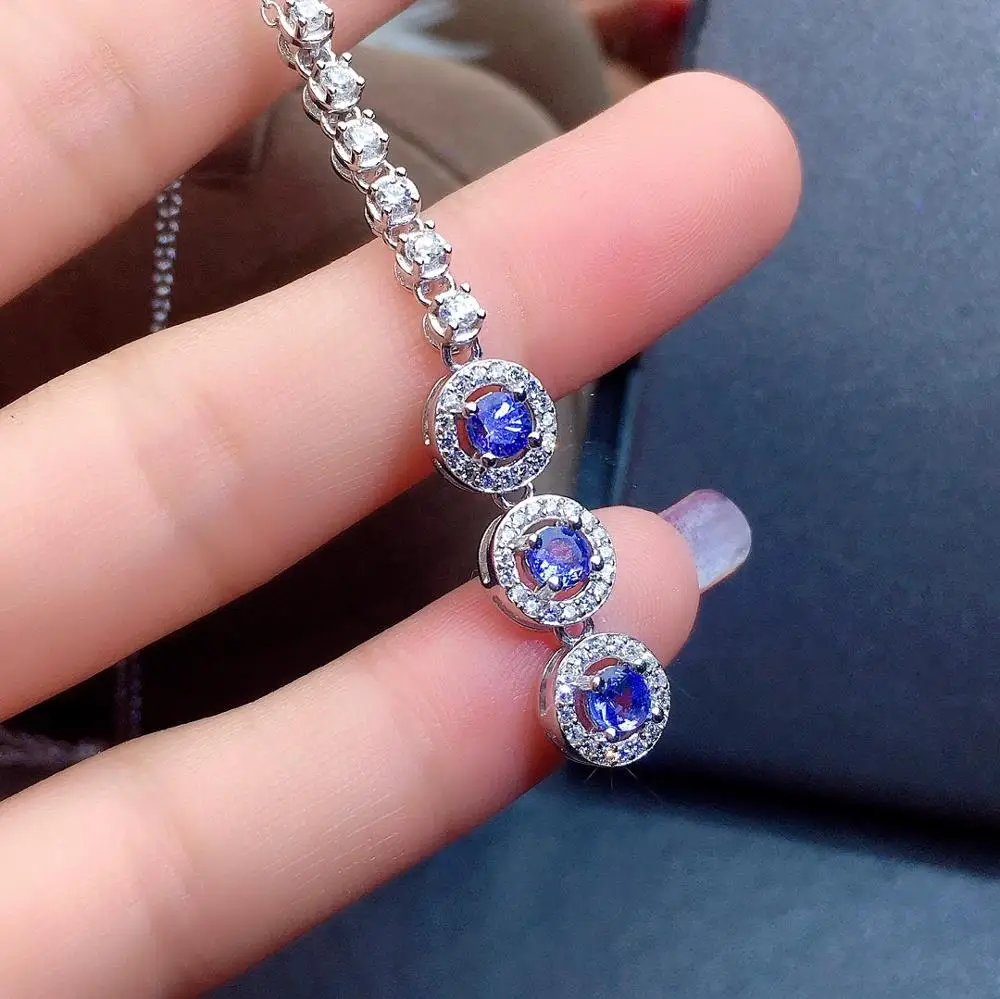 Подвески shilovem из серебра 925 пробы с натуральным танзанитом модные изящные