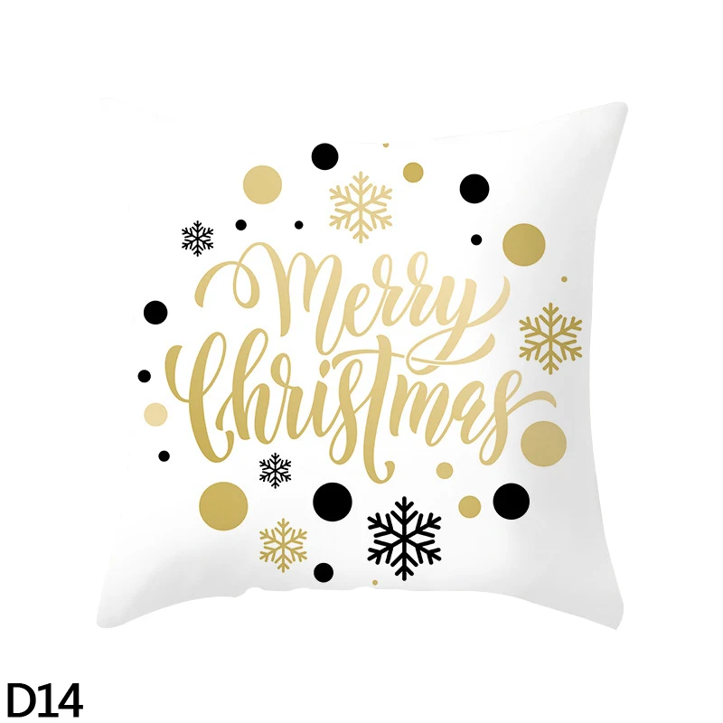 D14 snowflake 45*45 см звезда олень Рождественское дерево Отпечатано Merry Рождественская наволочка для подушки декоративная наволочка для подушки автомобиль диван год Рождество домашняя декоративная подушка - Цвет: D14 snowflake