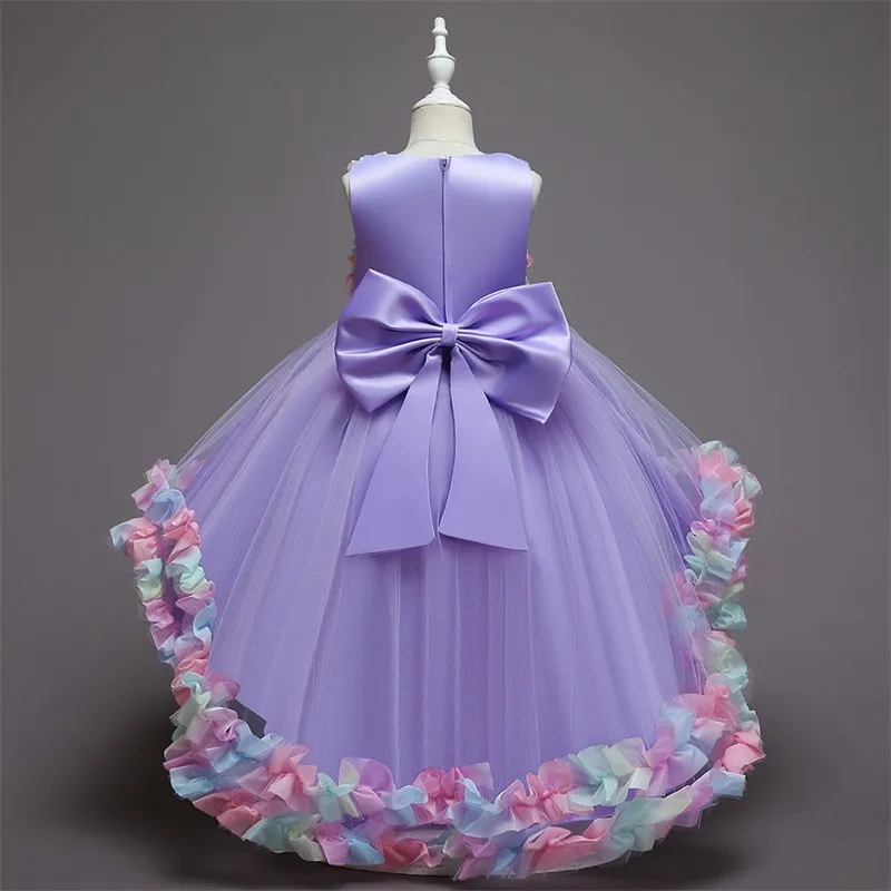 

Flower Girl Wedding Party Dress Flower Net Yarn Trailing Long Skirt Children's Dress Girl Birthday Party Dance Dress 2021