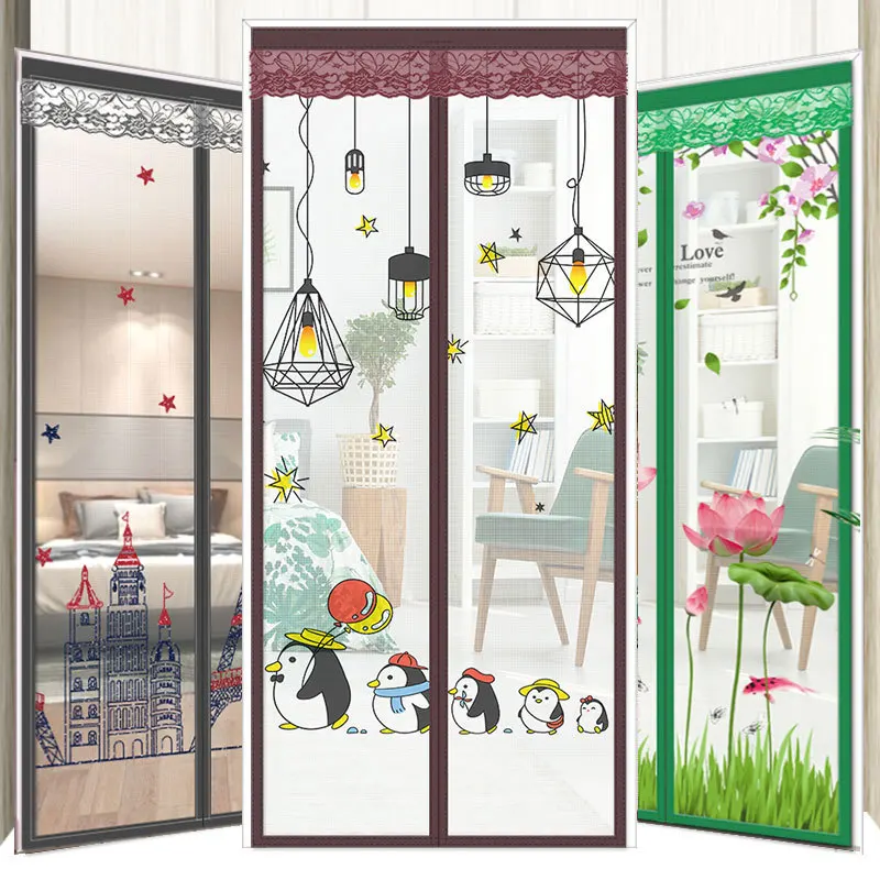 

Hands-free Magnetic Screen Door Curtain Anti-Mosquito Net Fly Insect Screen Mesh Automatic Closing,Encryption, Mute,Ventilation