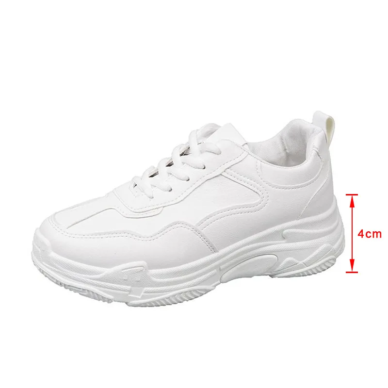 

Women Sneakers Sponge Cake Bottom Female Daddy Shoes Thcik Bottom Spring Lace Up Breathable Fashion Solid Casual Shoe 2021 New
