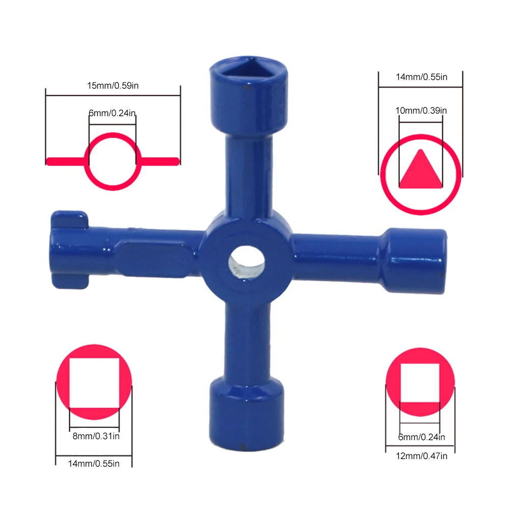 

4 In 1 Multitool Key Wrench 4-way Keys Cross Triangle Square Keys Plumbing Opening Key Tool For Meter Cabinet Supplies Tools