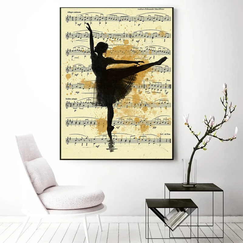Винтажная Картина на холсте с изображением балерины девушек балерин музыкальный