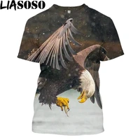 liasoso eagle animal 3d print women men t shirt new round neck handsome loose clothes oversize tee bird species casual lazy bird
