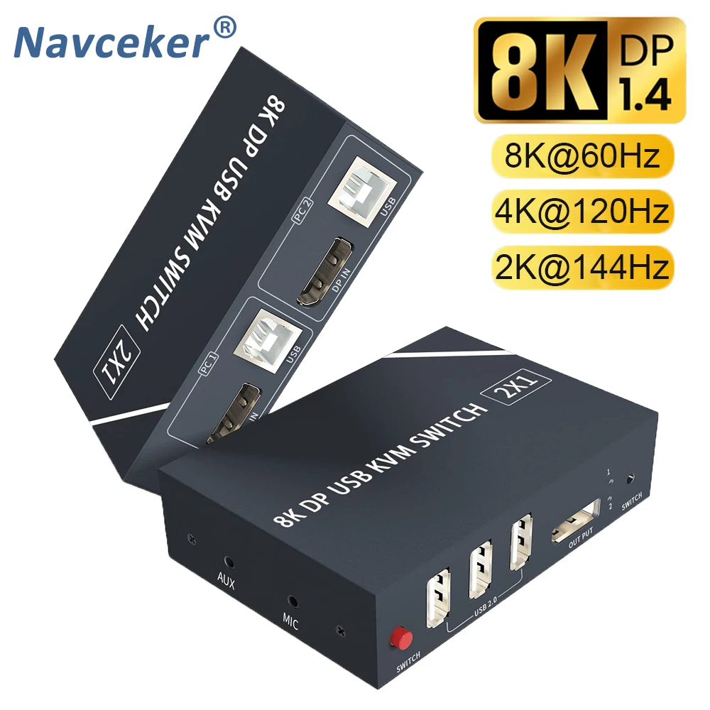 2021 лучший 8K KVM DP переключатель двойной монитор 2 в 1 выходной порт дисплея порта 4K 60