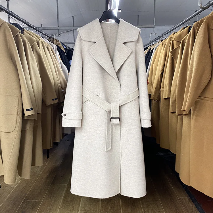 Корейский женский новый дизайн зимнее двустороннее шерстяное пальто длинный