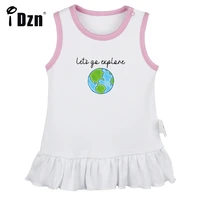 idzn new lets go explore earth cute baby girls sleeveless dress newborn fun art printed pleated dress infant vest dresses