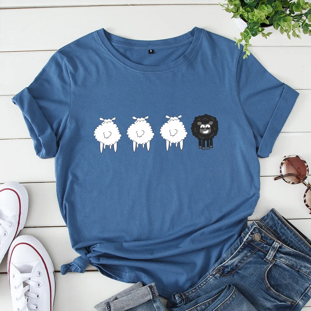 Футболка женская с изображением овцы 100% хлопок размеры до 5XL|Футболки| |