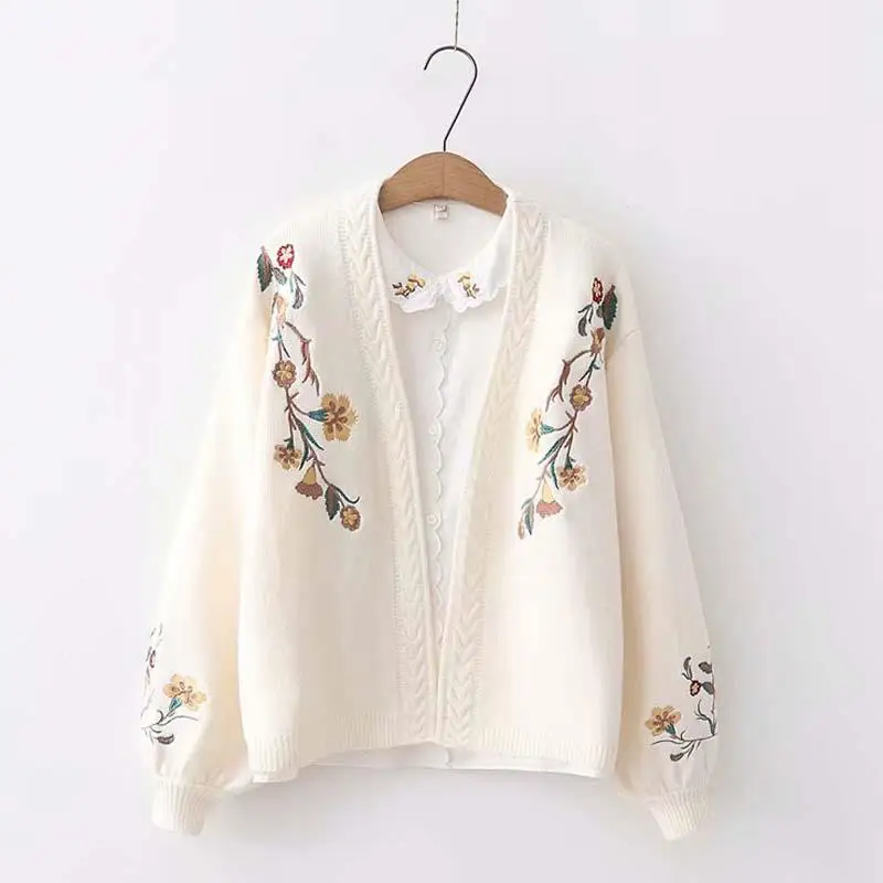 2019 женский свитер Повседневный фонарь длинный рукав вязанный кардиган v-образный