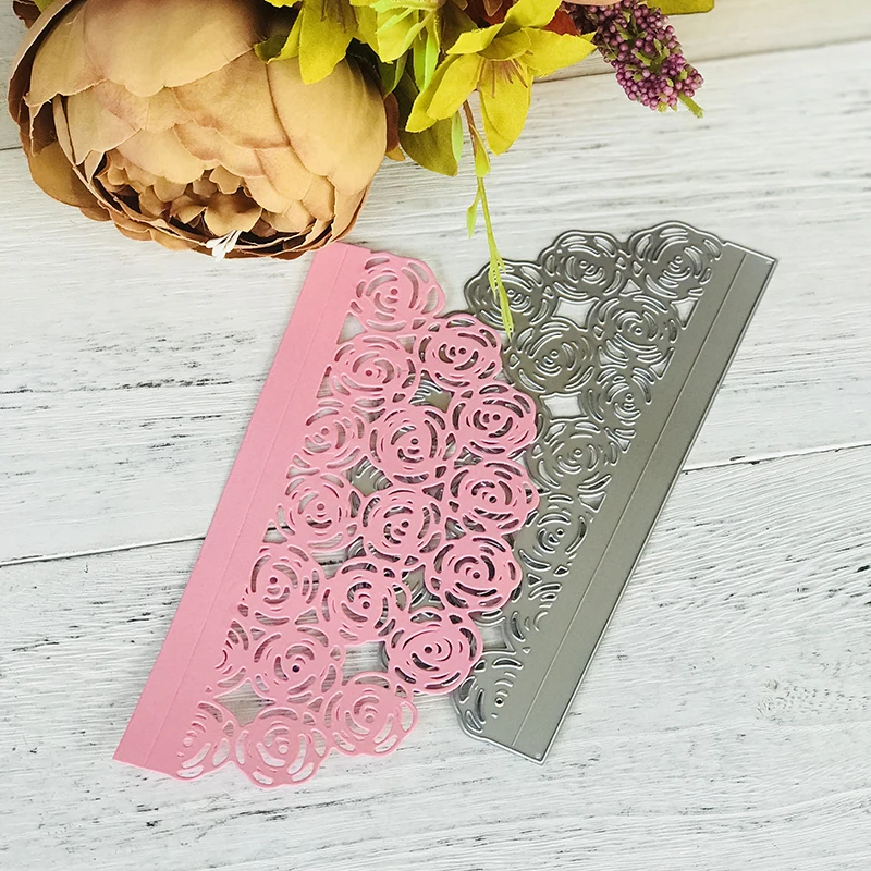 Роза цветок Крафтовая окраска листья фон металлическая резка штампы Новый 2019 для