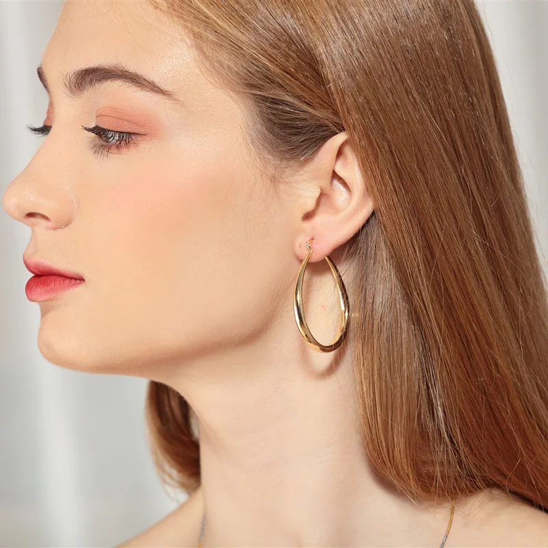 Элегантные модные женские золотые серьги в европейском и американском стиле