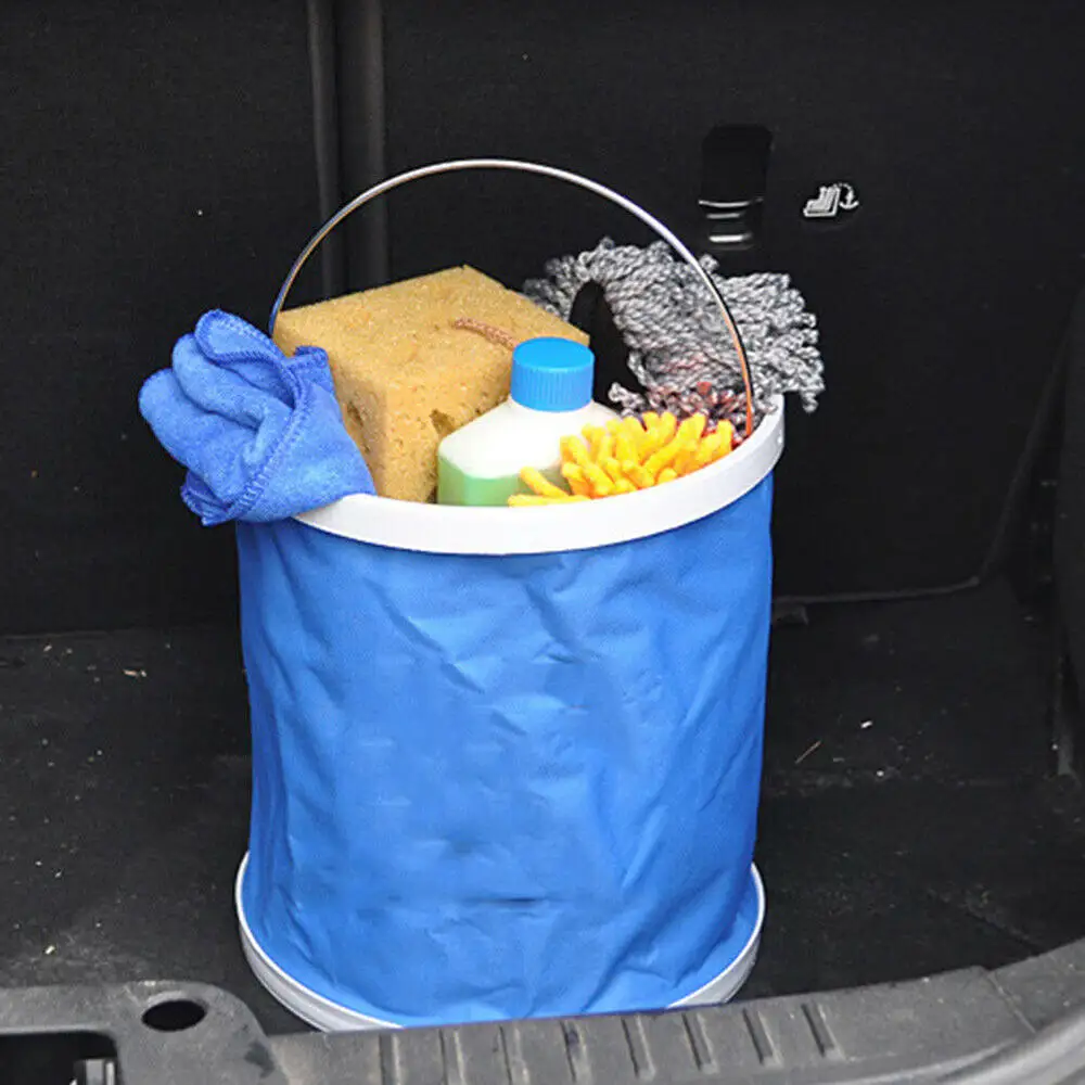 

11L Portable Bucket Car Waterproof Storage Bag Car Wash Mop Bucket Cleaning Tools Camping Fishing Folding Bucket