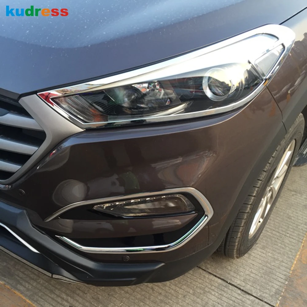 Для Hyundai Tucson 2015 2016 2017 2018 Хром Передняя фара накладка Рамка протектор рамы